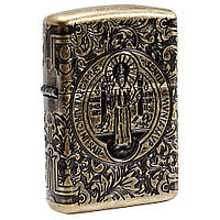 Зажигалка бензиновая Zippo Armor St. Benedict Antique Brass (29719) OM, код: 8027298