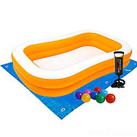 Детский надувной бассейн Intex 57181-2 «Мандарин», 229 х 147 х 46 см, с шариками 10 шт, подст NL, код: 2589445