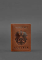 Кожаная обложка для паспорта с австрийским гербом светло-коричневая Crazy Horse BlankNote XN, код: 8131806