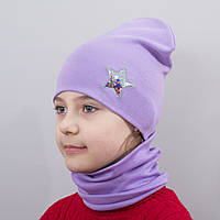 Детская шапка с хомутом КАНТА Звезда размер 52-56 сиреневый (OC-576) FT, код: 6489523