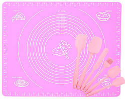 Силіконовий антипригарний килимок і набір силіконового кухонного приладдя 6 в 1 Рожевий (SC, код: 2609432