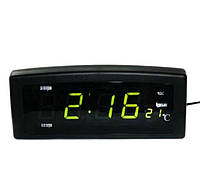 Электронные часы настольные Caixing CX-818 с зеленой подсветкой и термометром Черные FG, код: 6438292