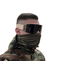 Тактические защитные очки маска Daisy со сменными линзами Панорамные незапотевающие Койот EM, код: 8447012