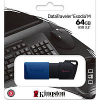 USB-накопитель Kingston DT Exodia M 64Gb USB Flash Drive 3.2 64 Гб Black Blue LW, код: 8063015