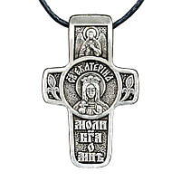 Крест нательный посеребренный Silvering Екатерина Святая Великомученица Екатерина Александрий SK, код: 6839259