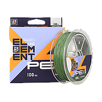Шнур ZEOX Element PE X4 100м 0.128 мм (#0.6) / 6.2 кг (цв: темно-зеленый)