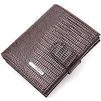 Лакированное мужское портмоне из фактурной кожи KARYA 21046 Коричневый GR, код: 7708636