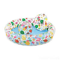 Детский надувной бассейн Intex 59460-2 Фрукты 122 х 25 см с мячиком и кругом с шариками 10 шт PI, код: 7616009
