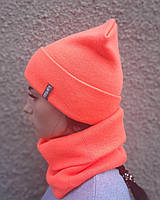 Вязаная шапка с хомутом демисезонная КАНТА унисекс размер взрослый оранжевый (OC-909) TH, код: 5558645