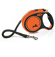 Поводок рулетка с амортизатором для собак Flexi Extrem Tape L 5 м до 65 кг Оранжевый TP, код: 7722071