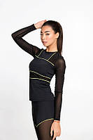 Спортивная женская кофта рашгард Designed for Fitness Crazy Basic Lemon S черный прозрачный EV, код: 6627664