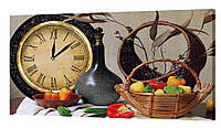 Настенные часы ProfART на холсте 30 x 53 см Натюрморт 30 x 53 см (04_S) FT, код: 1225780