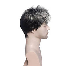 Перука чоловіча коротка чорна із сивиною DC Men Black/ 462, фото 4