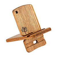 Деревянная подставка для телефона Клевер с чехлом Minkovka Древесина ясеня 13 см 8 см Черешня SN, код: 8139544