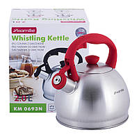 Чайник со свистком красный 2л из нержавеющей стали KL225940 Kamille BK, код: 8398335