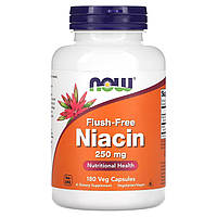 Ниацин (Витамин В3) Flush-Free Niacin Now Foods без покраснения 250 мг 180 вегетарианских кап EM, код: 7701464