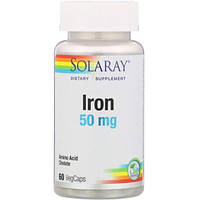Микроэлемент Железо Solaray Iron 50 mg 60 Veg Caps SOR-46105 TV, код: 7519439