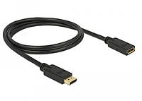 Кабель монітора-сигнальний Delock DisplayPort M F 1.0m v1.2 4K60Hz 19pin D7.3mm Cu чорний (7 TN, код: 7455460