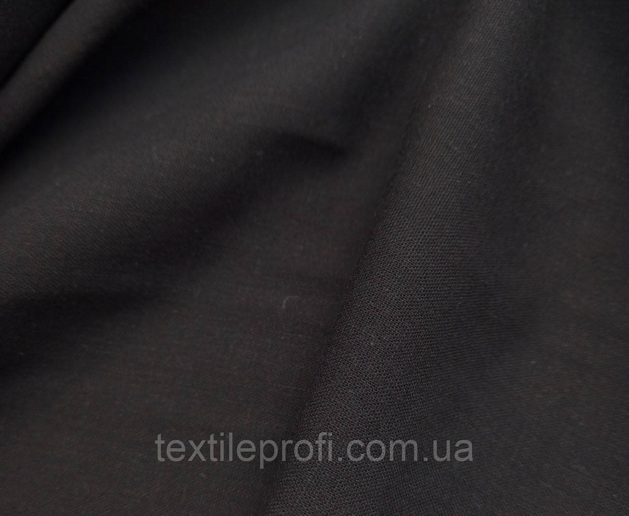 Льняна тканина з віскозою чорного кольору