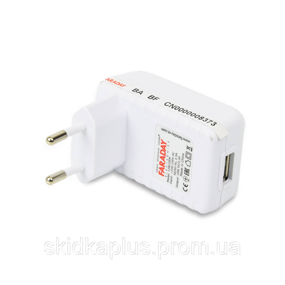 Блок живлення Faraday Electronics 12 W OEM з USB-виходом 5 В 2.4 A SP, код: 6528217