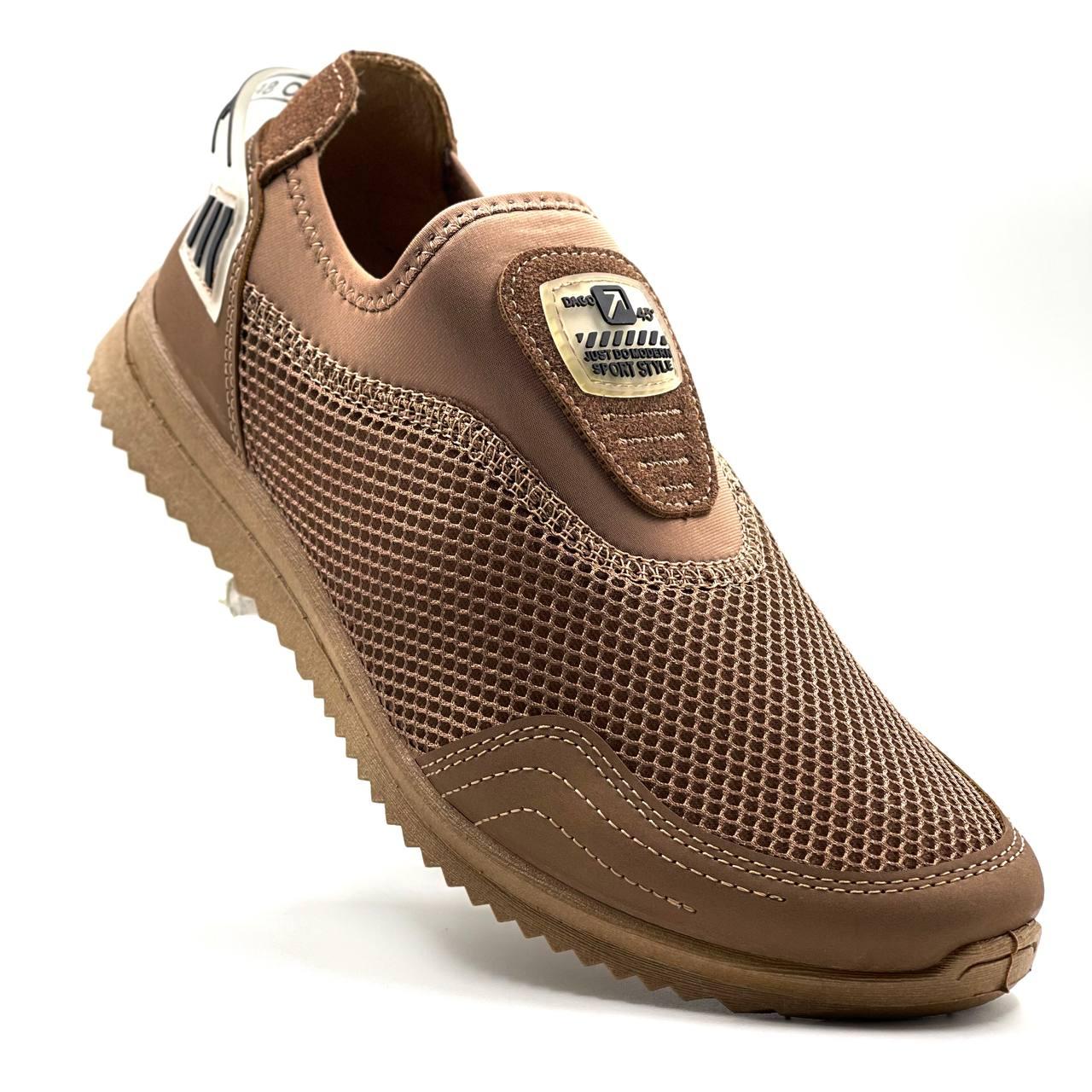 Кросівки мокасини чоловічі сітка бежевий Dago Style 41-45
