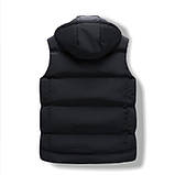 Жилетка зимова чоловіча з капюшоном чорна 50 розмір, фото 2