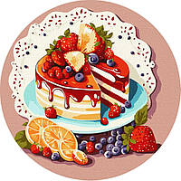 Картина по номерам Фруктовый десерт Идейка KHO-R1030 диаметр 33 см ST, код: 8365564