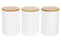 Набор керамических банок 3 шт 800 мл с бамбуковыми крышками с объемным рисунком Линии 304-903 NL, код: 6600033