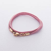 Шелковый розовый шнурок с гладкой золотой застежкой (2мм) кол00932 Оникс 40 PZ, код: 6734044