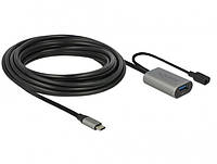 Кабель пристроїв-подовжувач Delock USB Type-C-3.0A M F (Active) 5.0m (USB3.0) AWG22+28 D4.6m FG, код: 7455273