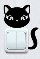 Виниловая интерьерная наклейка - Кошка на розетку 4 (от 7х5 см)