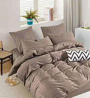 Комплект постельного белья сатин SADA Lux двуспальный бежевый с кофейным (15165) BK, код: 8260267