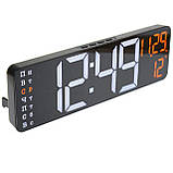 Годинник настільний SM-601 8766 з біло-помаранчевою підсвіткою, чорний, фото 4