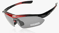 Спортивные очки RockBros Polarized UV400 с 5 линзами Черно-красный (050412) PK, код: 8404704