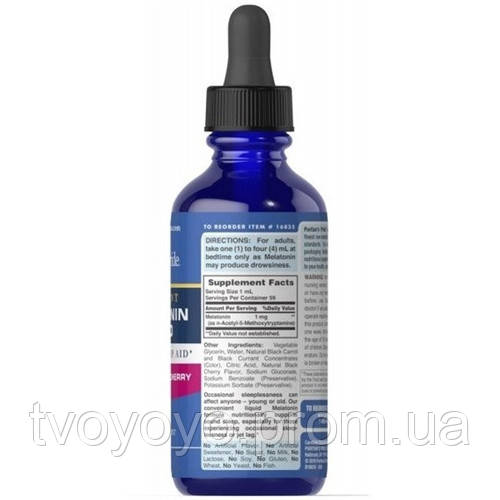 Мелатонин для сна Puritan's Pride Melatonin Liquid 59 ml Natural Black Cherry Flavor TV, код: 7520701 - фото 2 - id-p2159388953