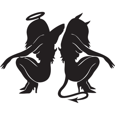 Вінілова наклейка — Ангел і демон (від 15х12 см)
