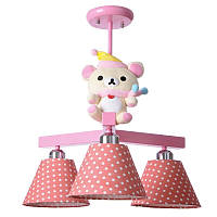 Люстра с абажуром для детской комнаты Brille 40W E27 Розовый AG, код: 7270569