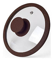 Крышка с силиконовым ободом Fissman стеклянная диаметр 16 см темно-коричневый мрамор DP113601 UN, код: 7428635