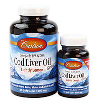Жир из печени трески Carlson Labs Cod Liver Oil 150+30 Caps Lemon TV, код: 7645833