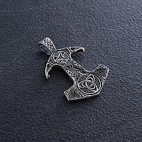 Серебряный кулон Молот с символами трискелиона и кельтского узла 7048 Оникс MP, код: 8039078