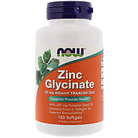 Глицинат цинка Zinc Glycinate Now Foods 120 капсул OM, код: 7701389