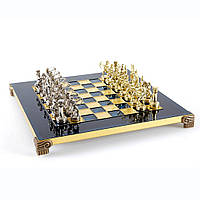 Шахматы Manopoulos «Лучники», латунь, деревянный футляр, цвет доски синий, размер 28х28см (S1 IX, код: 7287882