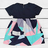 Платье abstract с коротким рукавом для девочки Dexters 98 см темно-синий розовый (13143526806 UP, код: 8329729