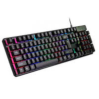 Якісна клавіатура з кольоровою підсвіткою USB для ПК з мишкою чорного кольору