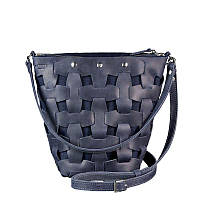 Кожаная плетеная женская сумка BlankNote Пазл Crazy Horse M Синяя (BN-BAG-32-nn) FG, код: 1277492