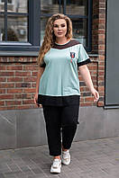 Костюм женский двойка весна-лето футболка + брюки батал, большие размеры 52-54, 56-58, 60-62, 64-66