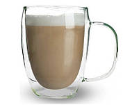 Стеклянный стакан для чая и кофе с двойными стенками и двойным дном А-Плюс 7007 Capuchino 390 NX, код: 8262266