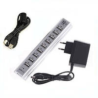 USB хаб разветвитель 10 портов Спартак White (000636) XN, код: 949500