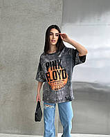 Женская удлиненная серая оверсайз футболка, Мод 24296