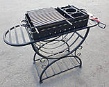 Мангал на 10 шампурів, сталь 4 мм, з двома боковими столиками (жаровня + стійка радіусна), фото 7